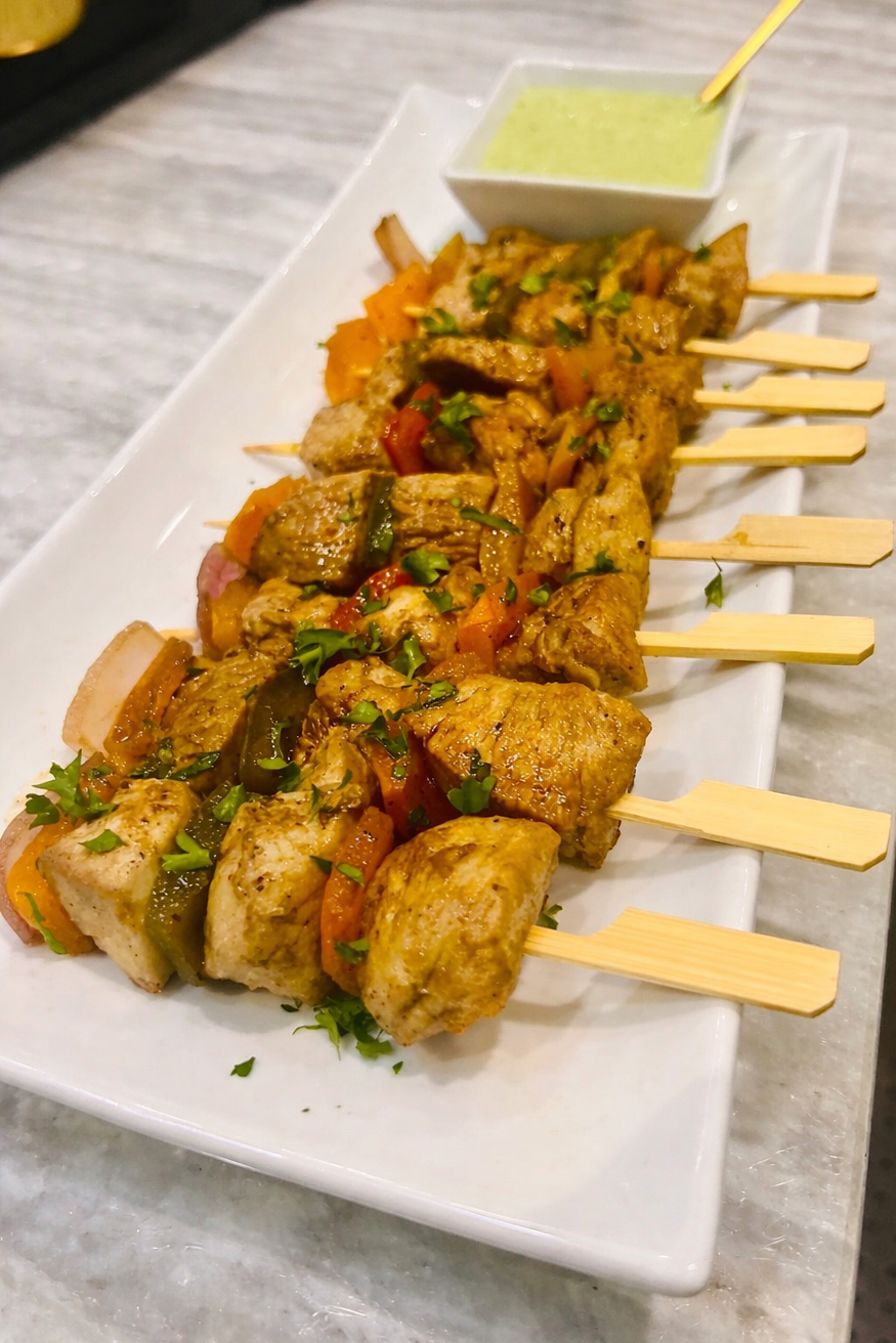 Brochettes de pollo